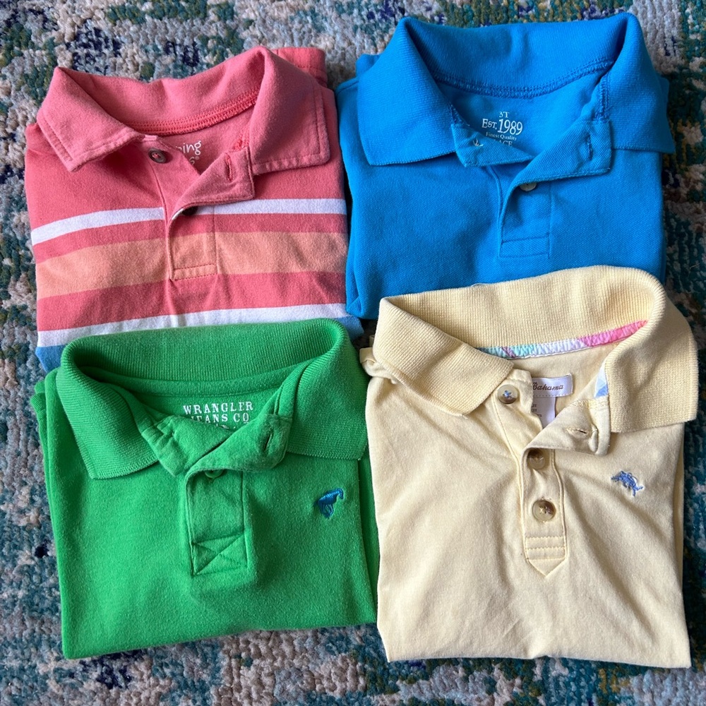 4 short sleeve polo shirts 3T